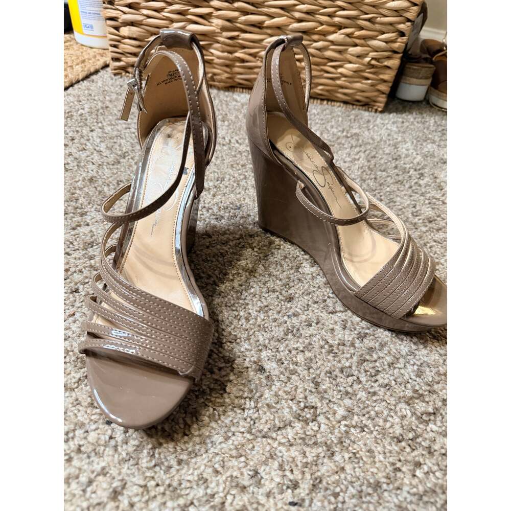 Jessica Simpson brown wedge heels 7 797